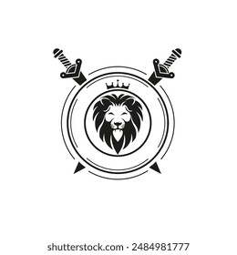 wildlife, pride, label, lion, logo, mascot, power, predator, animal, sign, insignia, simple, strength, strong, symbol, tattoo, template, vector, white, king, leo, illustration, creative, icon, art, hu