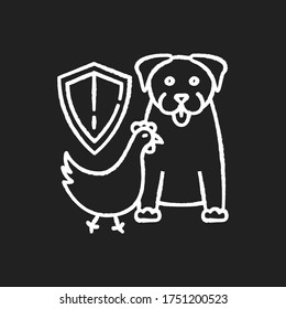 Wildlife protection chalk white icon on black background. Rescue domestic animal. Shelter campaign for pets. Center for saved species. Awareness campaign. Isolated vector chalkboard illustration