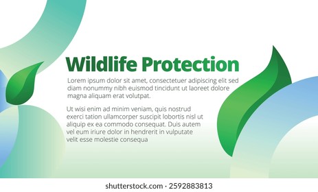Wildlife Protection concept. presentation templates corporate business annual report layout. abstract green leafs with line gradient clean look vector template 