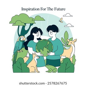 Wildlife Protection Day emphasizes the importance of safeguarding our planet's biodiversity. This vector illustration features people holding the Earth amidst various animals, symbolizing our