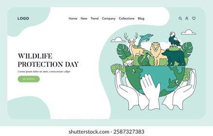 Wildlife Protection Day is a global event dedicated to raising awareness for animal conservation and habitat preservation. This illustration depicts diverse wildlife living harmoniously on a globe