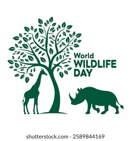 Wildlife Protection Vector Design Featuring Animals and Trees for Environmental Awareness Campaigns