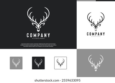 wildlife in retro style , animal heads and horns , hunting , graphic design illustration.