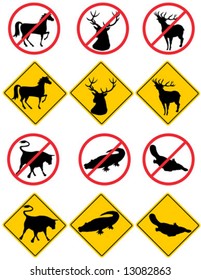 Wildlife road signs and symbols