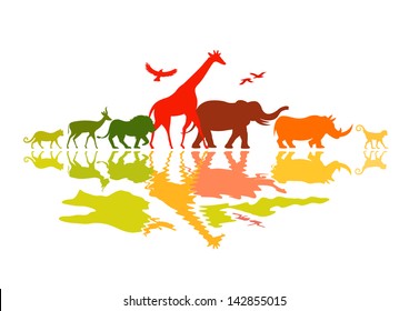 Wildlife Safari - Wild animals vector illustration.