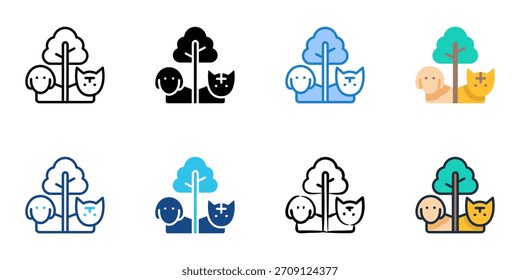 Conjunto de iconos de santuario de vida silvestre colección de Vector de estilo múltiple. Trazo editable 
