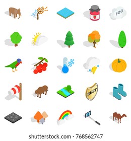 Wildlife sanctuary icons set. Isometric set of 25 wildlife sanctuary vector icons for web isolated on white background