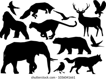 wildlife silhouette in polygon shape