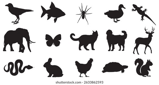 "Wildlife Silhouettes: Collection of Animal Silhouettes for Your Creative Projects. Perfect for logos, web design . eps 10