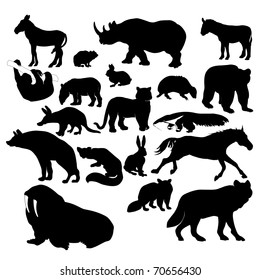 Wildlife silhouettes, Wild animals