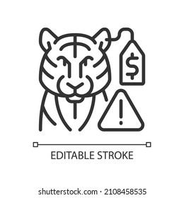 Wildlife smuggling linear icon. Animals trafficking. Thin line customizable illustration. Contour symbol. Vector isolated outline drawing. Editable stroke. Pixel perfect. Arial font used