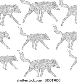 Wildlife / snout fox / flowers / Zentangle style/ pattern
