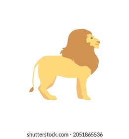 Wildlife species mammal beautiful lion icon. African safari travel tour famous predator animal, flat cartoon vector illustration isolated white background