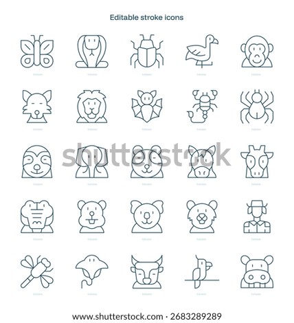 Wildlife stroke icon. Wildlife line icon set. editable stroke icon pack