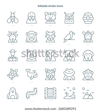 Wildlife stroke icon. Wildlife line icon set. editable stroke icon pack
