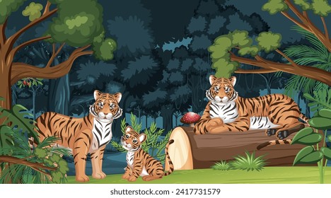 ilustración del vector del bosque de tigre de fauna silvestre