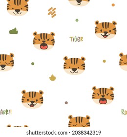 Wildlife tiger seamless pattern for Chinese new year 2022 year of tiger