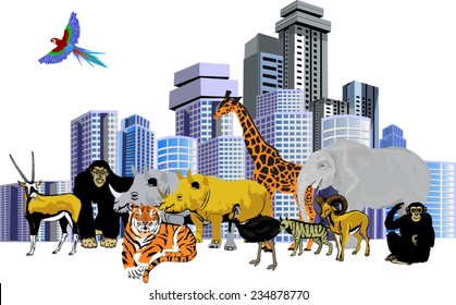 Wildlife and urbanization problems concept image