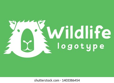 Wildlife Vector Logo design template with capybara. silhouette of animal logotype with Negative space style. Badge of a gentle mammal for cafe, shop, vegan products, branding.