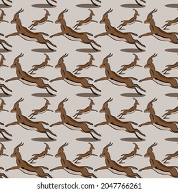 Plantilla de vector de vida silvestre. Los Antelopes saltan en diferentes direcciones. Para imprimir en tela.