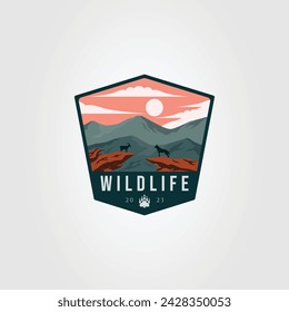 Wildtiere oder wilder Wolf und Ziege auf der Natur Logo Vektor Illustration Design