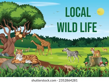 Wildlife world day local Zoo set world animal day collage design with animals and nature