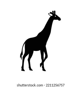 Wildlife zoo animals giraffe icon | Black Vector illustration |