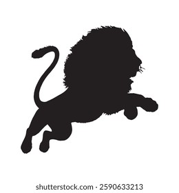 Wildlife-Inspired Attacking Lion Silhouette for Nature-Themed Designs - Lion Vector - Lion Icon
