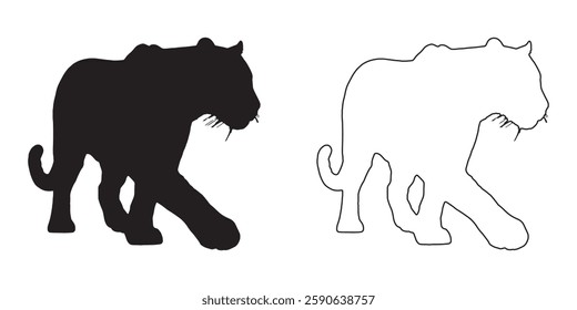 Wildlife-Inspired Leopard Silhouette for Safari and Nature-Based Themes - Leopard Vector - Leopard Icon
