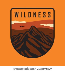 Wildness Bold Lanscape Illustration With Badge Design