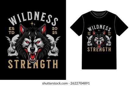 Wildness strength graphic illustration t-shirt design