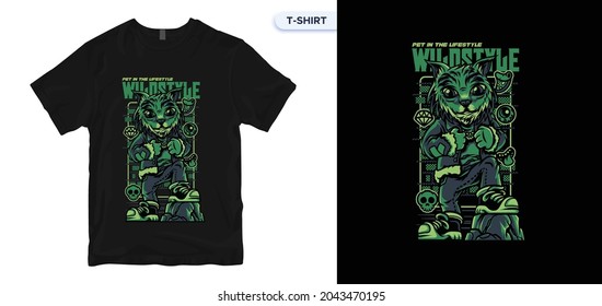 WILDSTYLE t-shirt design. Vector print, typography, Halloween, Christmas, poster, Holiday, print, emblem. Global swatches.