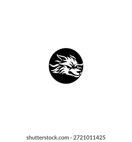 Ilustración vectorial de temática salvaje de una cabeza de lobo combinada con una letra O del alfabeto. Adecuado para marcas al aire libre, proyectos de vida silvestre, logotipos de aventura, identidad masculina, tipografía audaz y fuerte marca visual