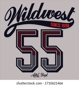 
wildwest typography fashion sport, t-shirt graphics - vector