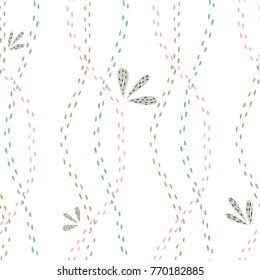 Wildwood floral seamless pattern. Vector forest print. Light colors.
