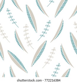 Wildwood floral seamless pattern. Vector forest print. Light colors.