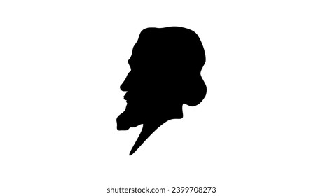 Wilhelm Raabe, schwarz, einzelne Silhouette