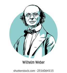 Wilhelm Weber foi um físico alemão. Membro da Academia Alemã de Cientistas Naturais. Ilustração de vetor desenhada à mão