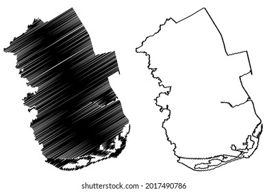 Wilhelmshaven city (Federal Republic of Germany, Urban district, State of Lower Saxony) map vector illustration, scribble sketch Wilhelmshaven map