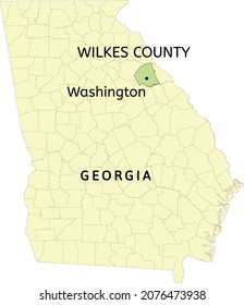 Wilkes County and city of Washington location on Georgia state map