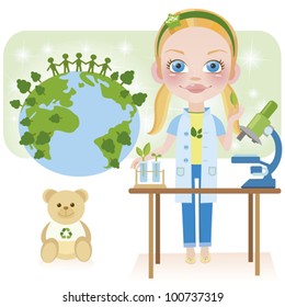 I will be ecologist (biologist). Little girl dreams to become an ecologist and save the planet from pollution. Transparency used