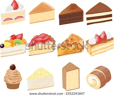 It will be a set illustration h of various cakes.