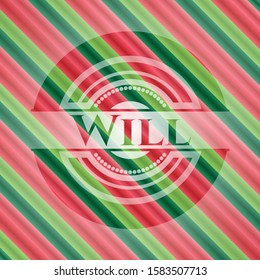 Will christmas badge. Vector Illustration. Detailed.