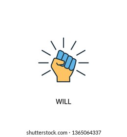 will concept 2 colored line icon. Simple yellow and blue element illustration. will concept outline symbol design