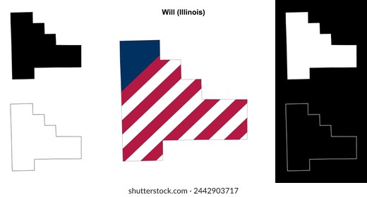 Will county (Illinois) outline map set