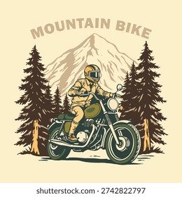 I will create vintage hand drawing illustration bike t shirt design