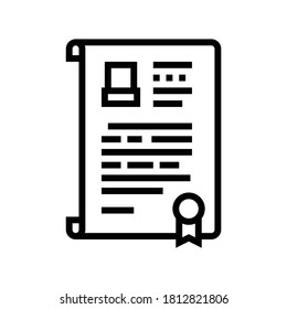 will death certificate line icon vector. will death certificate sign. isolated contour symbol black illustration