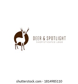 Will deer in spotlight logo icon illustrative in negative glyph icon style illustration logo symbol