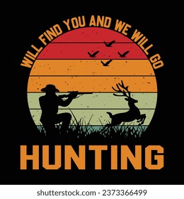 Will Find You And We Will Go Huntingillustrations with patches for t-shirts and other uses