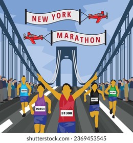 Te daré un increíble afiche de época, afiche de maratón de la ciudad de nueva york